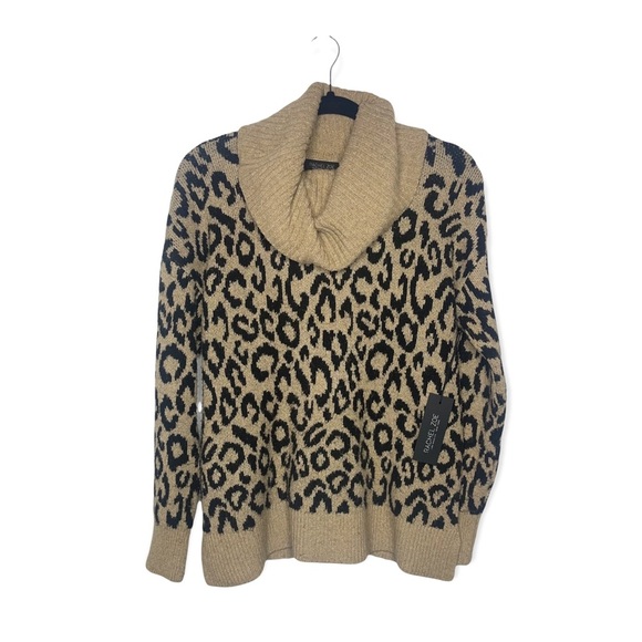 RACHEL ZOE Leopard Print Cowl Neck Sweater S NWT - Picture 2 of 7
